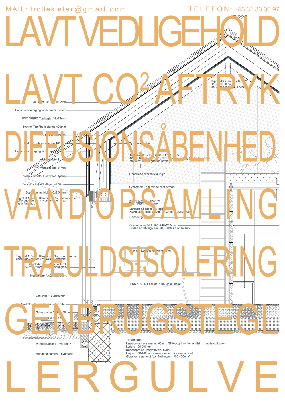 diffusionsåben, træuld, genbrug, tegl